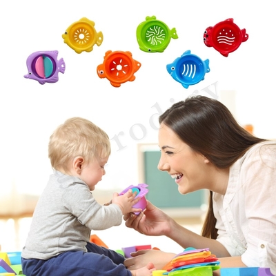 6 pezzi giocattoli impilabili in plastica educativi altri prodotti per bambini impilabili galleggianti
