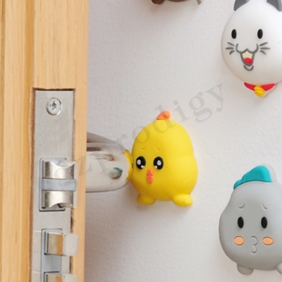 Fermaporta adesivo da parete in silicone con zeppa per porta in plastica gialla divertente