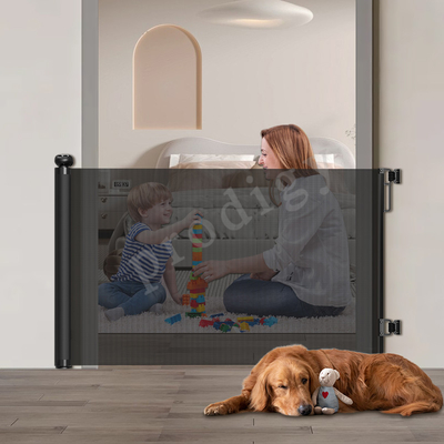 Porta per bambini retrattile fatta di maglia per porte, scale